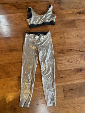 Heroine Sport Metallic Silver High-Rise Leggings